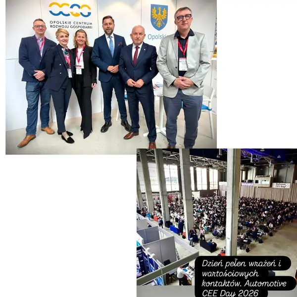 Účastníci Automotive CEE Day 2026 na pozadí loga Opolskie Centrum Rozwoju Gospodarki a konferenčná sála